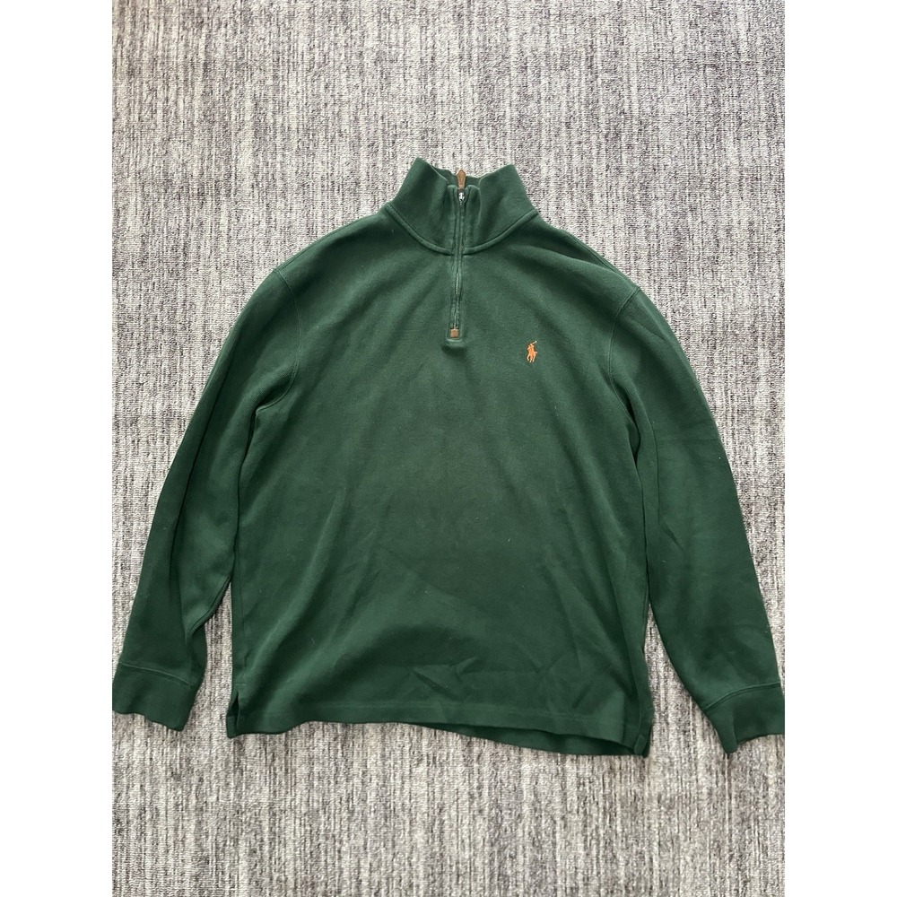 Polo Ralph Lauren Mens Size L Green Cotton Quarter Zip Pullover